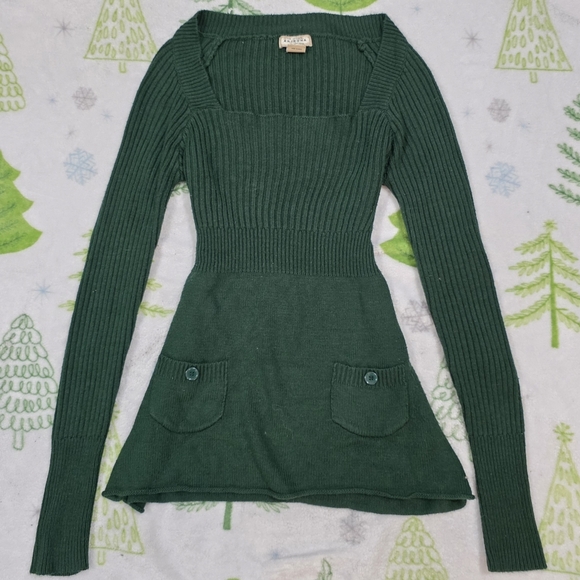 Arizona Jean Company Sweaters - Arizona Jean Company vintage knit green babydoll long sleeve top